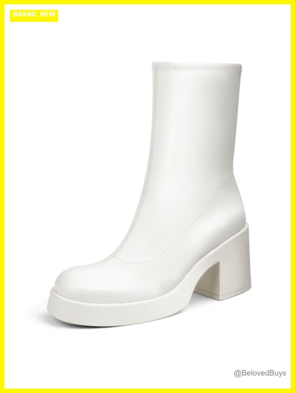 Women's Square Toe Stretch Mid Calf Boots Slouchy Platform Chunky Heel Suede